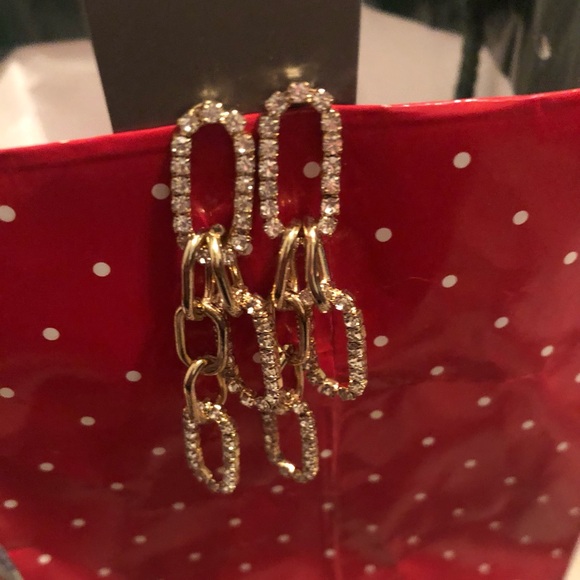 Elegant Gold and Crystal Drop Earrings - Picture 3 of 6